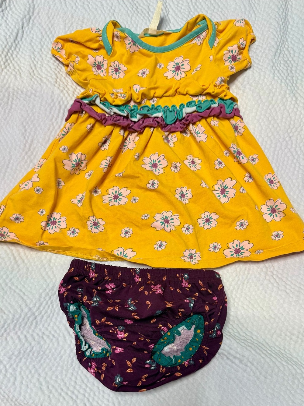 Matilda Jane Yellow Floral Dress with Purple Bloomers